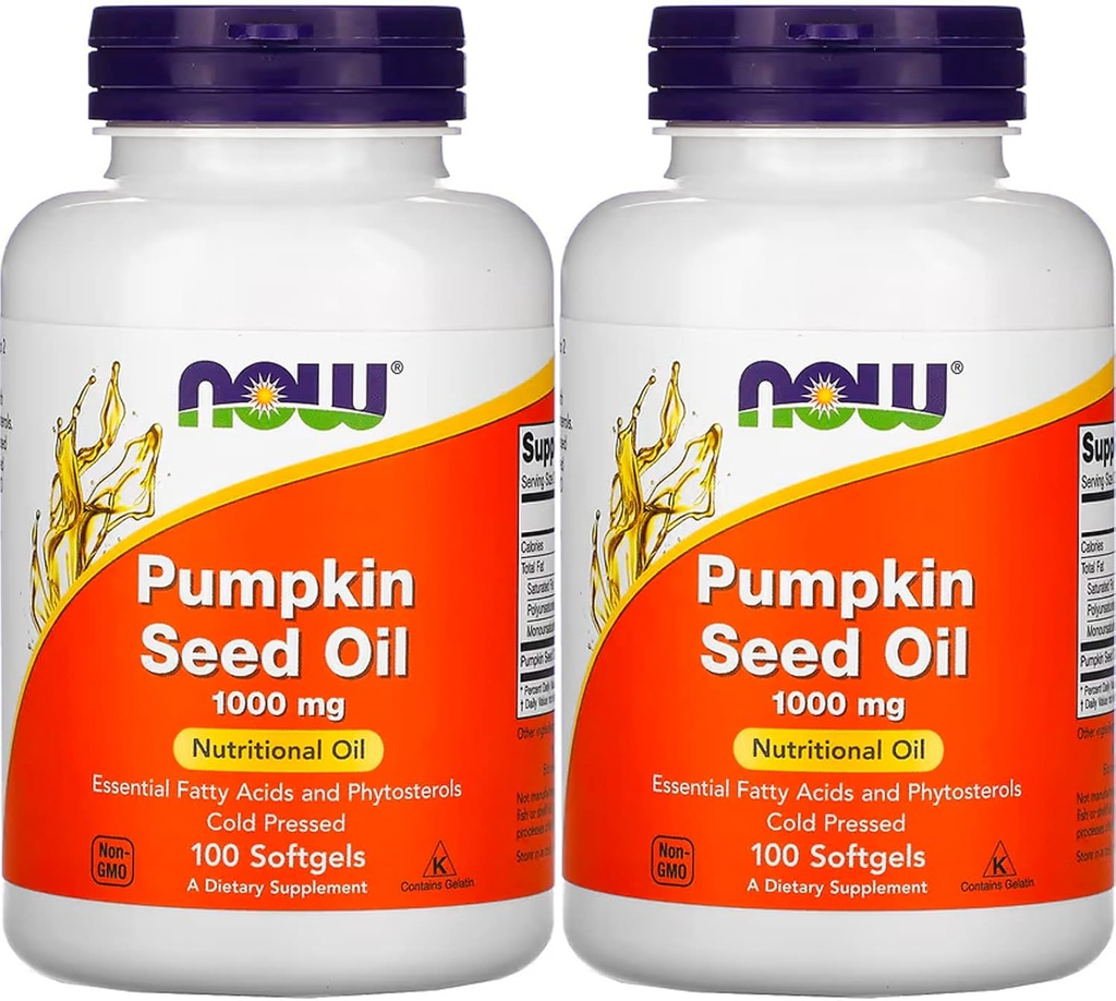 Now Foods Pumpkin Seed Oil 1000mg Soft- gels, 200- Count (100X2)