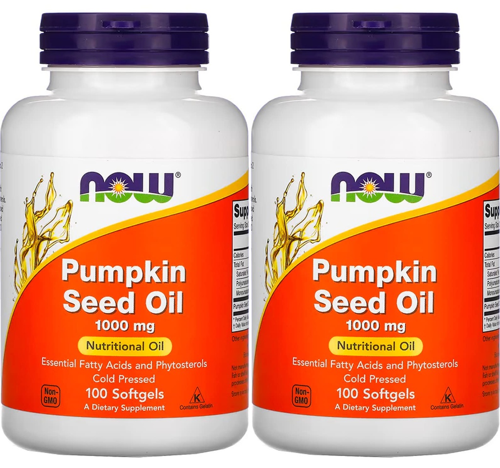 Now Foods Pumpkin Seed Oil 1000mg Soft- gels, 200- Count (100X2)