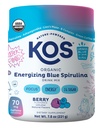 KOS Energizing Blue Spirulina Blend - USDA Certified Organic - B Vitaminer, Ashwagandha, Ginseng, Adaptogens, Biotin - Vegan Pre Workout Powder - Kaffeeret, Berry Flavored, 28 Servering