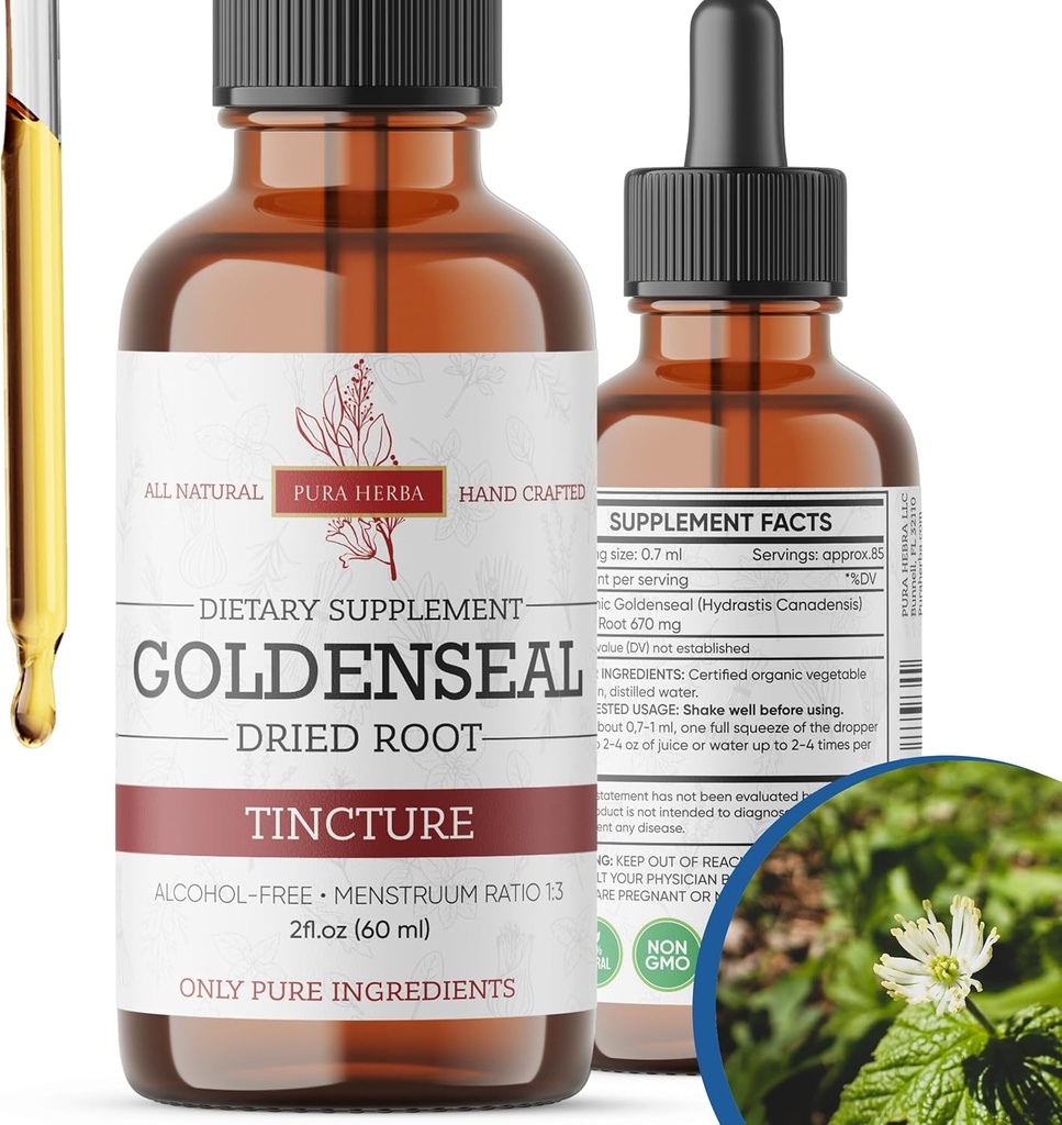 Goldenseal Tincture against 124; Premium Alcohol- Free Herbal Extract from Goldenseal Root against 124; Flydende botanisk supplement