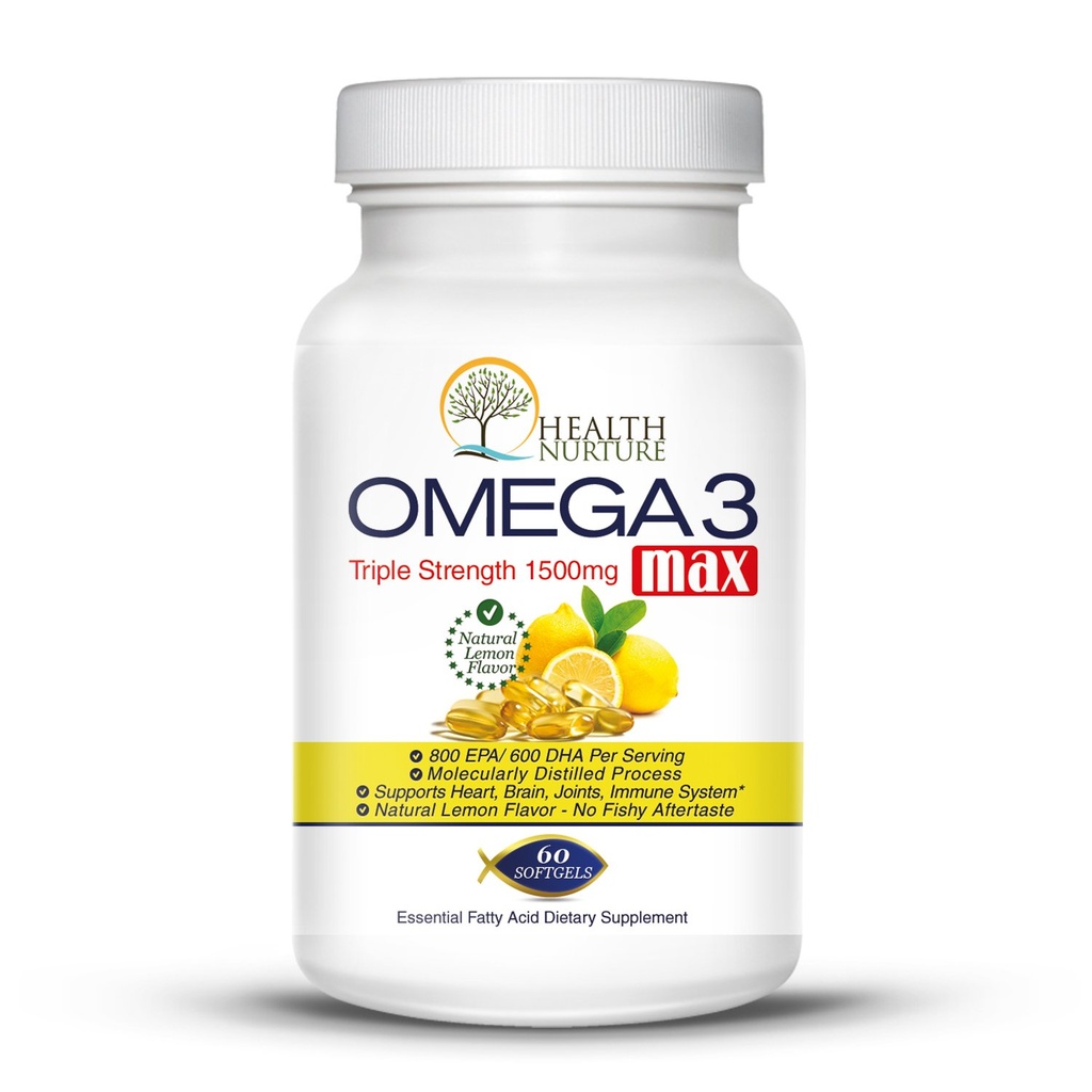 Fish Oil Omega-3 Maksimum Styrke 1500mg (800 EPA / 600 Dha) Pharmaceutical Grade Fish Oil