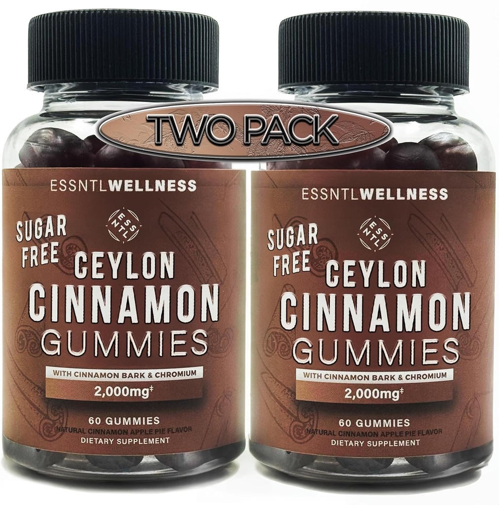 Ceylon Cinnamel Sugar Free Gummies, (120ct 2.000mg / Serving) Fælles støtte, Antioxidant, Lækker Sukker Gratis Æble Pie Gummies, Vegan og Gluten Free