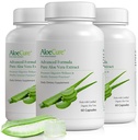 AloeCure Organic Aloe Vera Capsules, 160,000mg Inner Aloe Leaf Ækvivalent per servering, Support Gut, fordøjelsesbesvær, og immunsundhed, Hjælper med at opretholde balanceret Mavesyre, Aloin Free, 60Caps x 3Btl