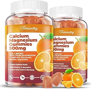 Calcium Magnesium supplement Gummies for voksne: Calcium Citrate 600 mg med vitamin D3 & K2 for kvinder Mænd - Understøtter B0ne Styrke, Bedre Zzz, Muskler, Energi & Immun (120 Tæl)