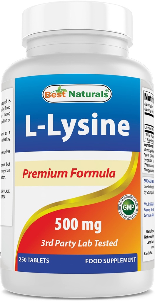 Bedste Naturals L- Lysin 500 mg 250 tabletter