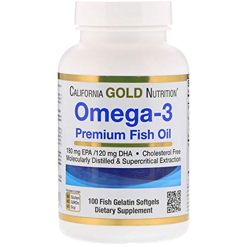 California Gold Nutrition Omega-3 Premium Fish Oil af California Gold Nutrition, Koncentreret formel med EPA & DHA, Støtte til Optimal Lipid Profile, Gluten Free, 100 Fish Gelatine Softgels - 2 Pack
