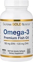 California Gold Nutrition Omega-3 Premium Fish Oil af California Gold Nutrition, Koncentreret formel med EPA & DHA, Støtte til Optimal Lipid Profile, Gluten Free, 100 Fish Gelatine Softgels - 2 Pack