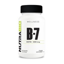 NutraBio biotin (vitamin B- 7) Supplement, 5000mcg - Kan hjælpe med at fremme sundt hår, hud og negle, 90 vegetabilske kapsler