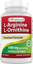 Bedste Naturals L- Arginin L- Ornithin - 1000 mg per servering - 120 tabletter - Non- GMO & Gluten Free (120 greve (pakke med 1))