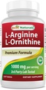 Bedste Naturals L- Arginin L- Ornithin - 1000 mg per servering - 120 tabletter - Non- GMO & Gluten Free (120 greve (pakke med 1))