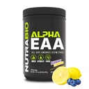 NutraBio Alpha EAA - All- Day Aminosyrer til muskelvækst og hydrering - Essentielle Aminosyrer med Nootropics & Adaptogen- Full Spectrum EAA BCAA Powder - 30 Servering - Blåbær Lemonade