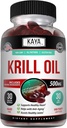 Kaya Naturals - Antarktis Krill Oil 500mg med Omega 3, EPA, DHA, Phospholipider & Astaxanthin Supplement - Brain & Health Vitamin - Anti Aging Supplement - 30 Count Softgels