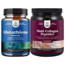Bundle of Reduceret Glutathion Supplement med mælk tidsel - 500 mg per servering Pure L Glutathion og Multi Collagen protein pulver - Keto Hydrolyzed Collagen Peptider hår hud & negle Vitamis