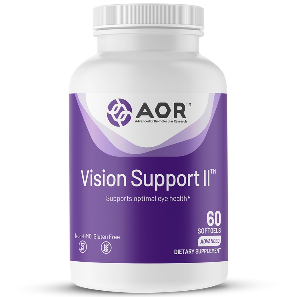 AOR, Vision Support II, Natural Support Eye Health, med Lutein og Zeaxanthin, Gluten Free, 60 Softgels (30 Servere)