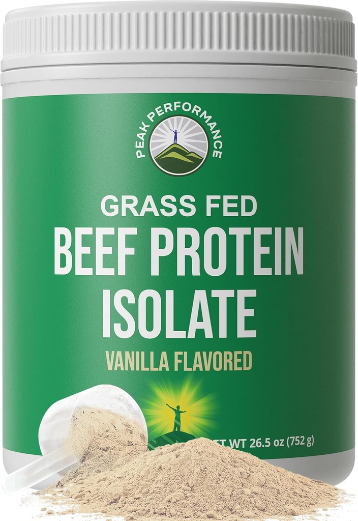 Græs Fed Beef Protein Powder - Lactose Free Great Tasting Beef Protein Isolate. Komplet Animal Based Non Dairy Paleo Carnivore supplement til Prime Muskelopbygning. Ingen Whey. Vanilla Flavor