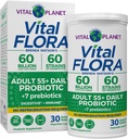 Vital Planet - Vital Flora voksne Over 55 Daglige Probiotiske 60 Millioner CFU, Diverse Strops, Organic Prebiotika, Immun og fordøjelsessygdomme Hylde Stabil Probiotika for kvinder og mænd, 30 Kapsler