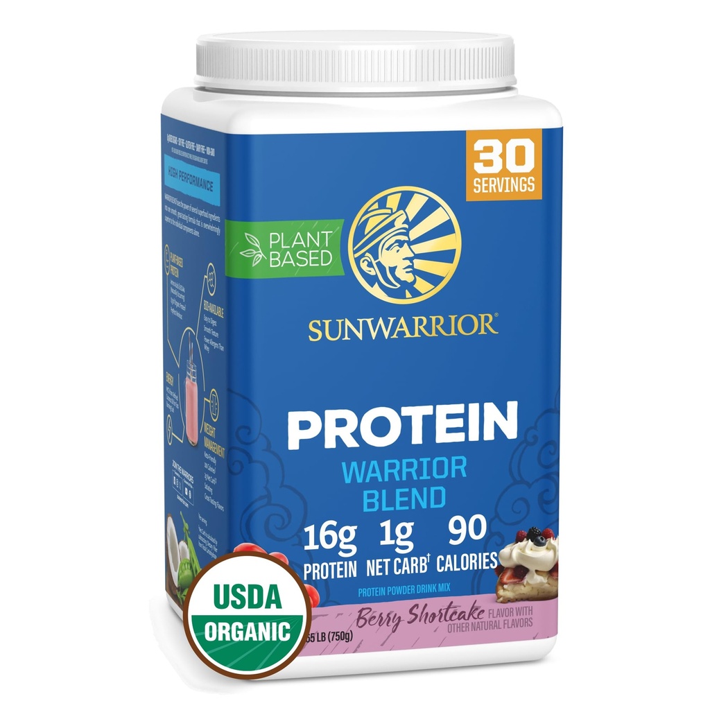 Sunwarrian Vegan Organic Protein Powder Plant- Based MSD 124; BCAA Aminosyrer Hemp Seed Soy Free Dairy Free Gluten Free Synthetic Free Non- GMO MSD 124; Berry 30 Servering MSD 124; Warrior Blend
