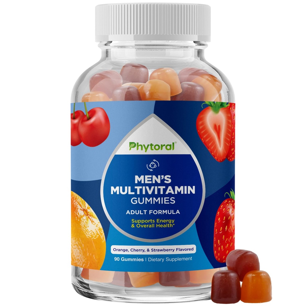 Phytoral Natural Multivitamin for Mænd Gummies med zink - Vitamin D C A & Biotin B6 B12 Fuldt sundhedstillæg