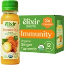 Elixir Shots, Immunitet Boost Wellness Shot med Cold- presset gurkemeje, Ginger, Orange og Black Pepper, Ingen Tilføjet sukkerarter eller kunstige ingredienser, 12- pack