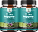 Natures Craft Lever Cleanse Detox & Reparation 2 Pack Bundle - Urte Lever Support Mælk Thistle Supplement - Silymarin Mælk Thistle Kosttilskud med Mælkebøtte Root, Cholin, Beetroot & Artichoke Extract