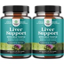 Natures Craft Lever Cleanse Detox & Reparation 2 Pack Bundle - Urte Lever Support Mælk Thistle Supplement - Silymarin Mælk Thistle Kosttilskud med Mælkebøtte Root, Cholin, Beetroot & Artichoke Extract