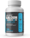 Calcium Magnesium Zink supplement - 3- in-1 Kompleks med 1000mg Calcium, 500mg Magnesium, 10mg Zink - ben, muskel & immunforsvar - 270 tabletter, 90 dages forsyning