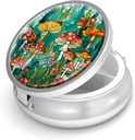 Pill Box-3 Segment Lille Pill sag for purse & Pocket Mini Metal Pill Holder Travel Pill Container til at holde kosttilskud Vitaminer BPA- Gratis (Mushroom Forest)