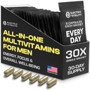 Multivitaminer til mænd - Alle i One Pack for Energy and Focus, Herre Vitaminer for Mental Performance og Sundhed, pakket med Tongkat Ali, Shilijit, C-vitamin, B3, B1, A, B12, 30 Pk