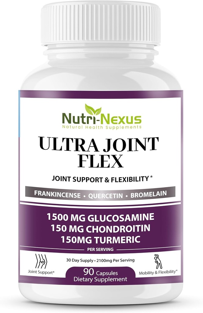 Glucosamine Chondroitin MSM Joint Supplement with Turmeric & Boswellia - Joint Support for Men & Women - Promotes Mobility - Flexibility & Comfort – Joint Health – Made in USA – 90 Capsules
