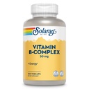 SOLARAY vitamin B Complex 50 mg - Cellulære energivitaminer - Metabolisme og nerve sundhed støtte med vitamin B12, vitamin B1, B6, Niacin, folinsyre, biotin og andre B vitaminer - Vegan, 250 VegCaps