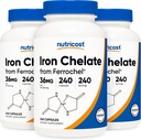 Nutricost Chelated Iron, As Ferrochel, 36mg, 240 kapsler (3 flasker)