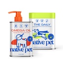 Indfødte kæledyr Pack Leaders Bundle - Daily Dog Multivitamin (7 oz.) & Omega Olie til Hunde (8 oz.) - Omega 3 Fish Oil til Sund Hud, Shiny Coat, & Strong Joints & Daily Multivitamin til Pups