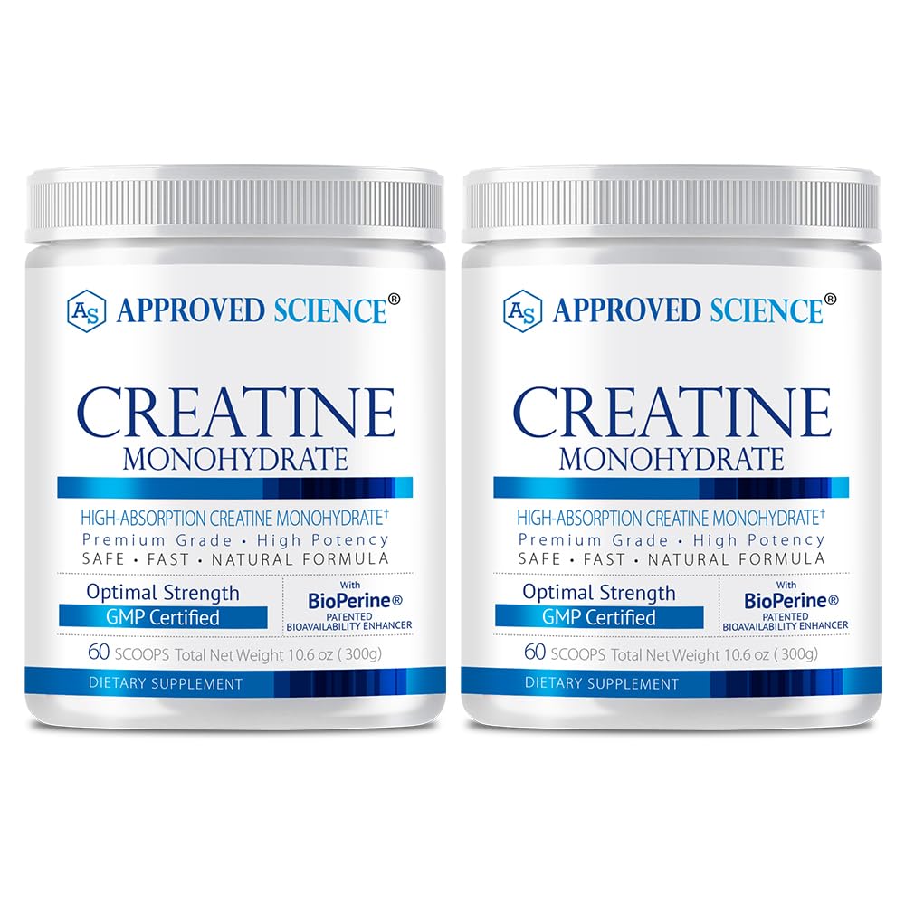 Godkendt videnskab Creatinine monohydrat pulver med BioPerine - workout support - 120 Servering - 5g Per Servering - Unflavored - Pack of 2 - Non- GMO, Vegan