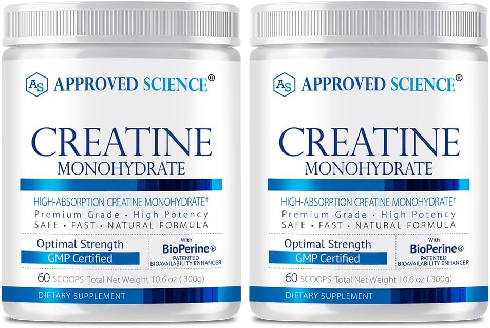 Godkendt videnskab Creatinine monohydrat pulver med BioPerine - workout support - 120 Servering - 5g Per Servering - Unflavored - Pack of 2 - Non- GMO, Vegan