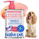 Native Pet Sockeye Salmon Oil for Dogs & Cats - Wild Alaskan Fish Oil for Dogs - Supports Strong Joints, Skin & Coat, Heart Health & Cognition - Single-Origin Pure Omega-3 EPA & DHA - 8oz