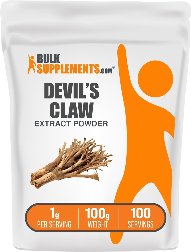 BulkSupplements.com Devil 's Claw Extract Powder - fra Devil' s Claw Root, Herbal Supplement - Vegan & Gluten Free, 1g per Serving, 100g (3,5 oz) (Pack of 1)