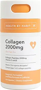 Sundhed ved Habit Collagen Supplement 2 Pack (120 kapsler) - C-vitamin & E-vitamin, 2000mg, Collagen Peptider, Superior Absorption, Support Your Skin, Non- GMO, Sugar Free (2 Pack)