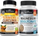 Turmeric Curcumin with Black Pepper Extract 1500mg Complex (1 Month Supply) Plus High Absorption Magnesium Bisglycinate Capsules (2 Month Supply)