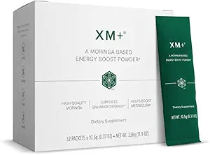 Isagenix XM + - Natural Energy Support Drikkepulver - Infektion med grøn te - Lavet med Shade- Tørrede Moringa blade - Individuelle Serveringspakker (32 Servering)
