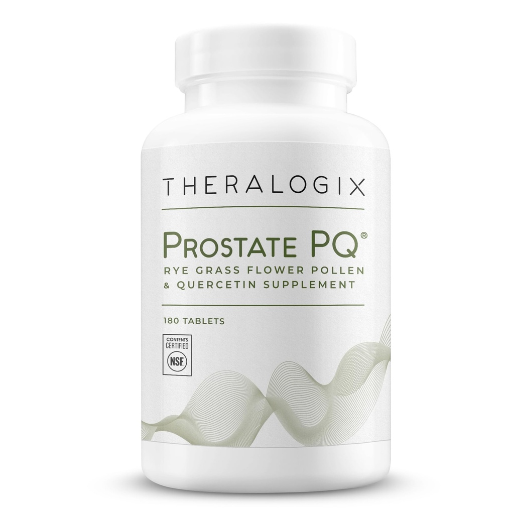 Theralogix Prostate PQ - Rye Grass Pollen Extract & Quercetin Supplement - 90- Day Supply - Antioxidant Support til Prostate & Pelvic Sundhed & Urinary Tract Funktion * - NSF Certified - 180 tabletter