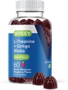 Viteey L- Theanine Gummies med Ginkgo Biloba for voksne - Aids in Focus & Relax, Forbedre Mood - Ikke GMO, Gelatine fri, Vegan, Gluten fri, naturligt sourced Chewable Tasty Raspberry Flavored Gummy