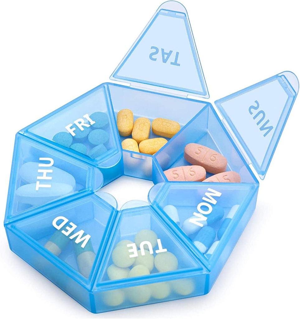 Ugentlig Pill Organizer Stor 7 dages Pill Box Organizer Daglig medicin sag for Vitamin Fish Oil Pills Kosttilskud Gigt Venlig