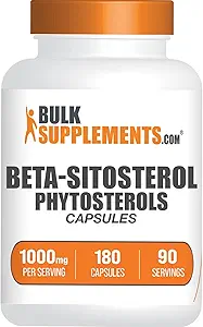 Bulkadditions.com Phytosteroler kapsler - Phytosteroler tillæg, Beta sitosterol kapsler, Phytosterol 1000mg - Gluten Free, 2 kapsler per servering, 180 kapsler (pakning med 1)