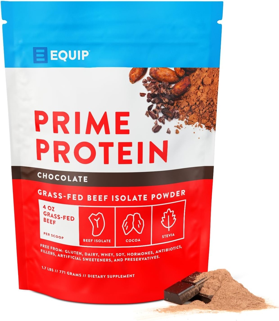 Equip fødevarer Prime Protein Powder 124; Ren, Grass Fed Beef Protein Powder 124; Carnivore Protein Isolate 124; Paleo, Keto Friendly Medic124; Gluten & Dairy Free Medicine 124; Hjælper Build & Repair Tissue Medical 124; 30 Servering, Chokolade