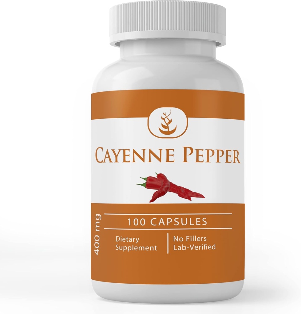 Pure Original Ingredienser Cayenne Pepper, (100 kapsler) Altid Pure, Ingen tilsætningsstoffer eller Fillers, Lab Verified