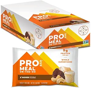 PROBAR - MEAL Bar, S 'Mores, Non- GMO, Gluten- Free, Sund, Plant- baseret, Whole- Food Ingredients, Natural Energy (12 Greve)