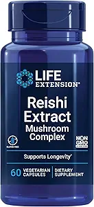 Life Extension Reishi Extract Mushroom Complex - Mushrooms Herbal Supplement for Immune Support – Ganoderma Lucidum Extract - Gluten-Free, Non-GMO, Vegetarian – 60 Capsules