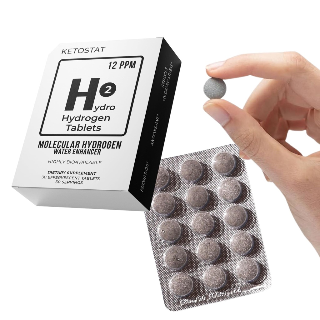 Hydrogen Water Tablets 30 Count for Drinking, Creates 12 PPM Nanobubble | US company product, easy drop-in use, single serve tablet, 30-day trial supply, travel water bottle compatible, dissolve
