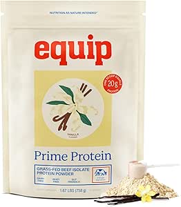 Equip fødevarer Prime Protein Powder 124; Clean, Grass Fed Beef Protein Powder Budd124; Carnivore Protein Isolate 124; Paleo, Keto Friendly