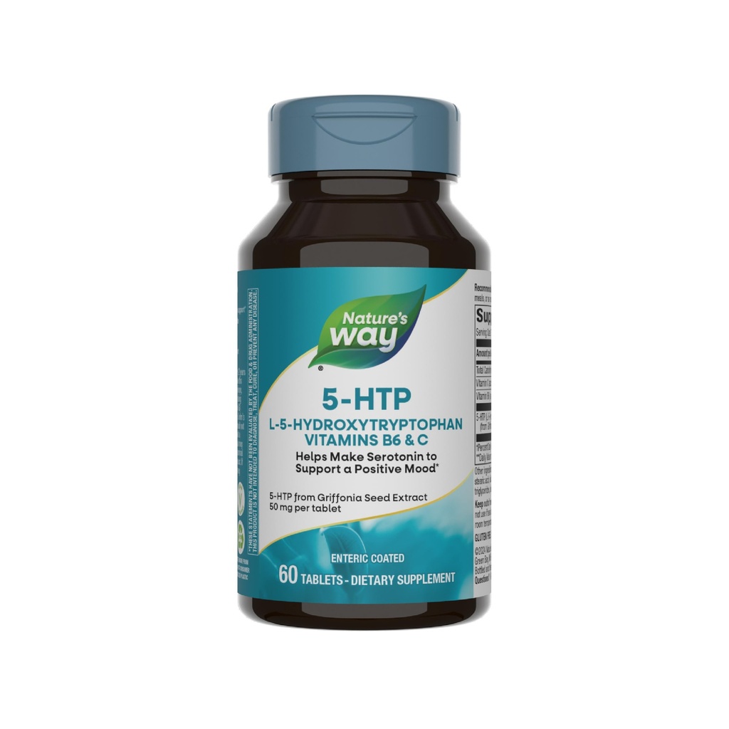 Naturens måde 5-HTP, L-5-Hydroxytryptophan, Hjælper gøre Serotonin til at fremme en positiv Outlook *, B6-vitamin, C-vitamin, Griffonia Bean Extract, 60 tabletter (Packaging May Vary)